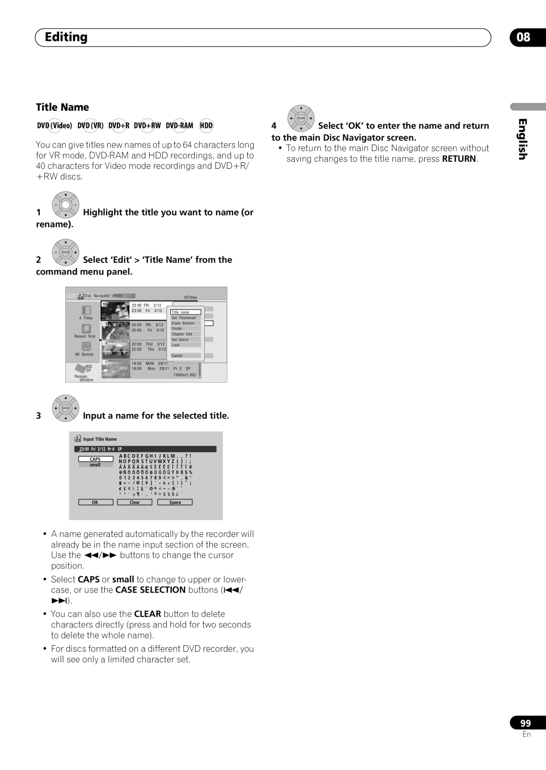 Pioneer RCS-505H, RCS-606H, RCS-404H manual Title Name 