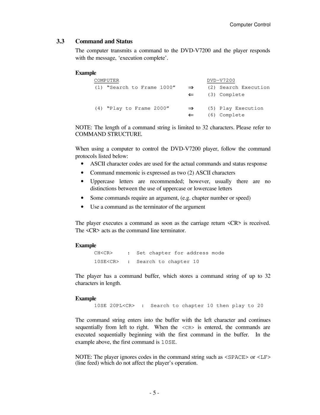 Pioneer RS-232C manual Command and Status, Command Structure 