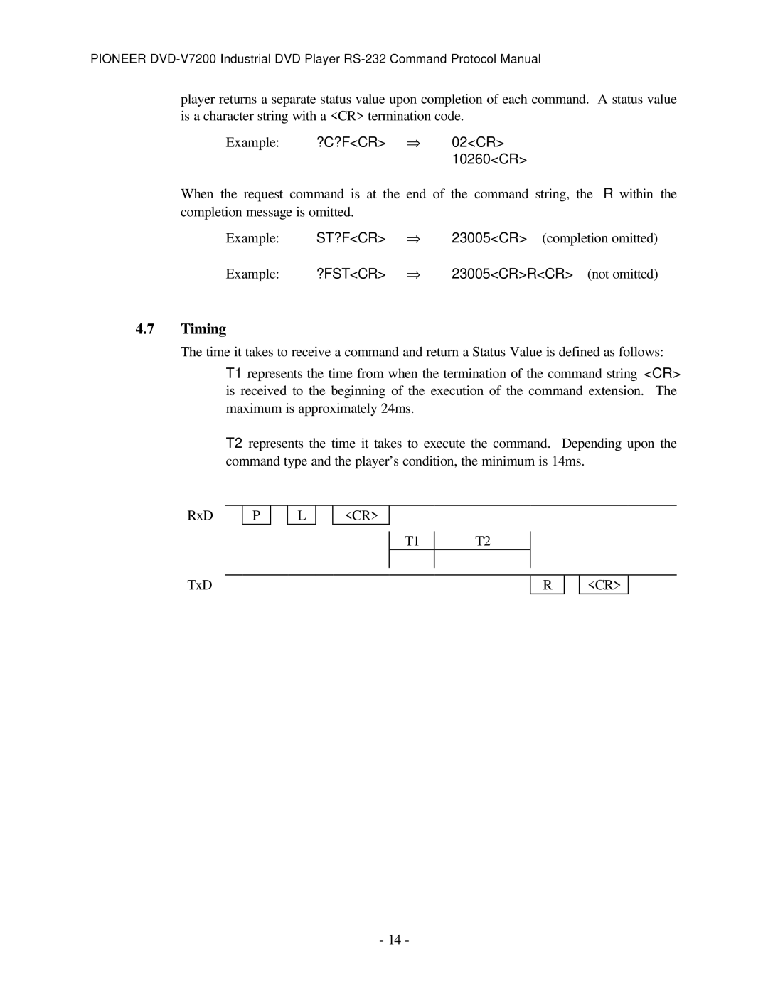 Pioneer RS-232C manual Timing 