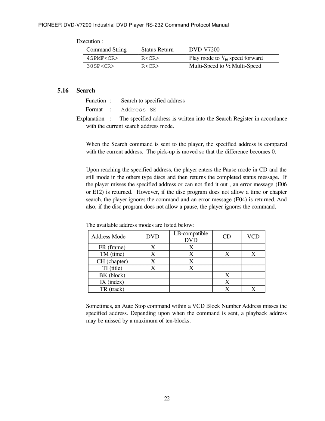 Pioneer RS-232C manual Search, Vcd 