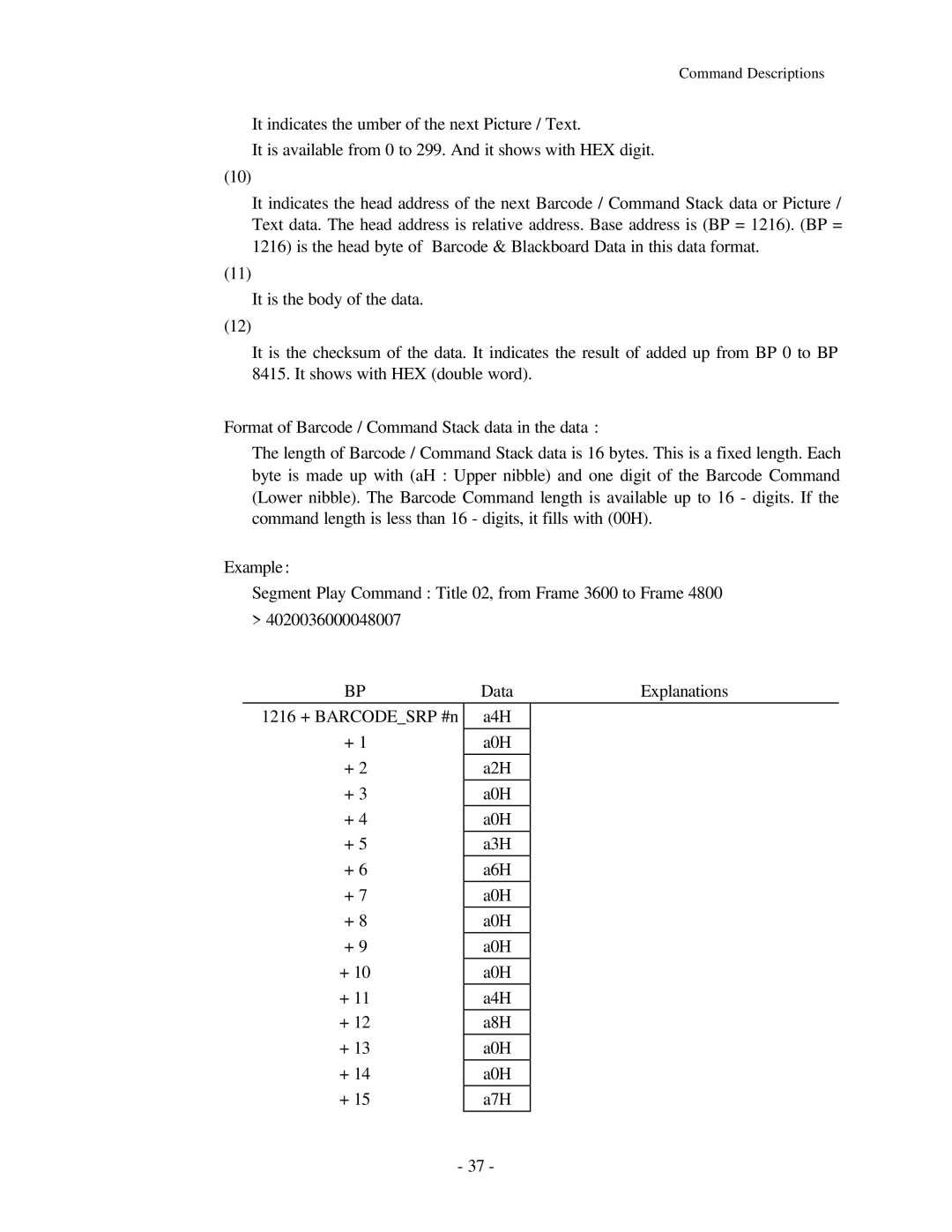 Pioneer RS-232C manual Command Descriptions 