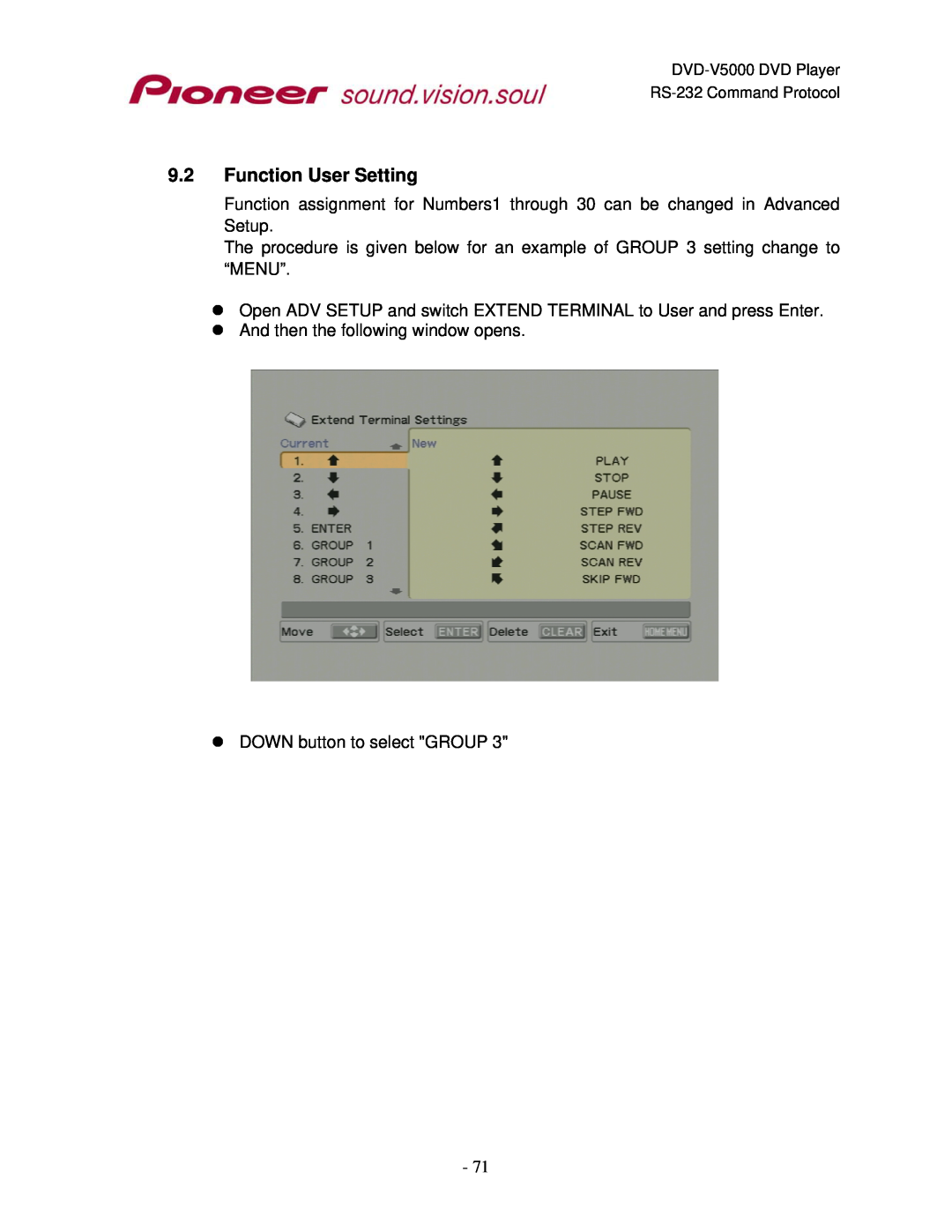 Pioneer RS-232C manual Function User Setting 