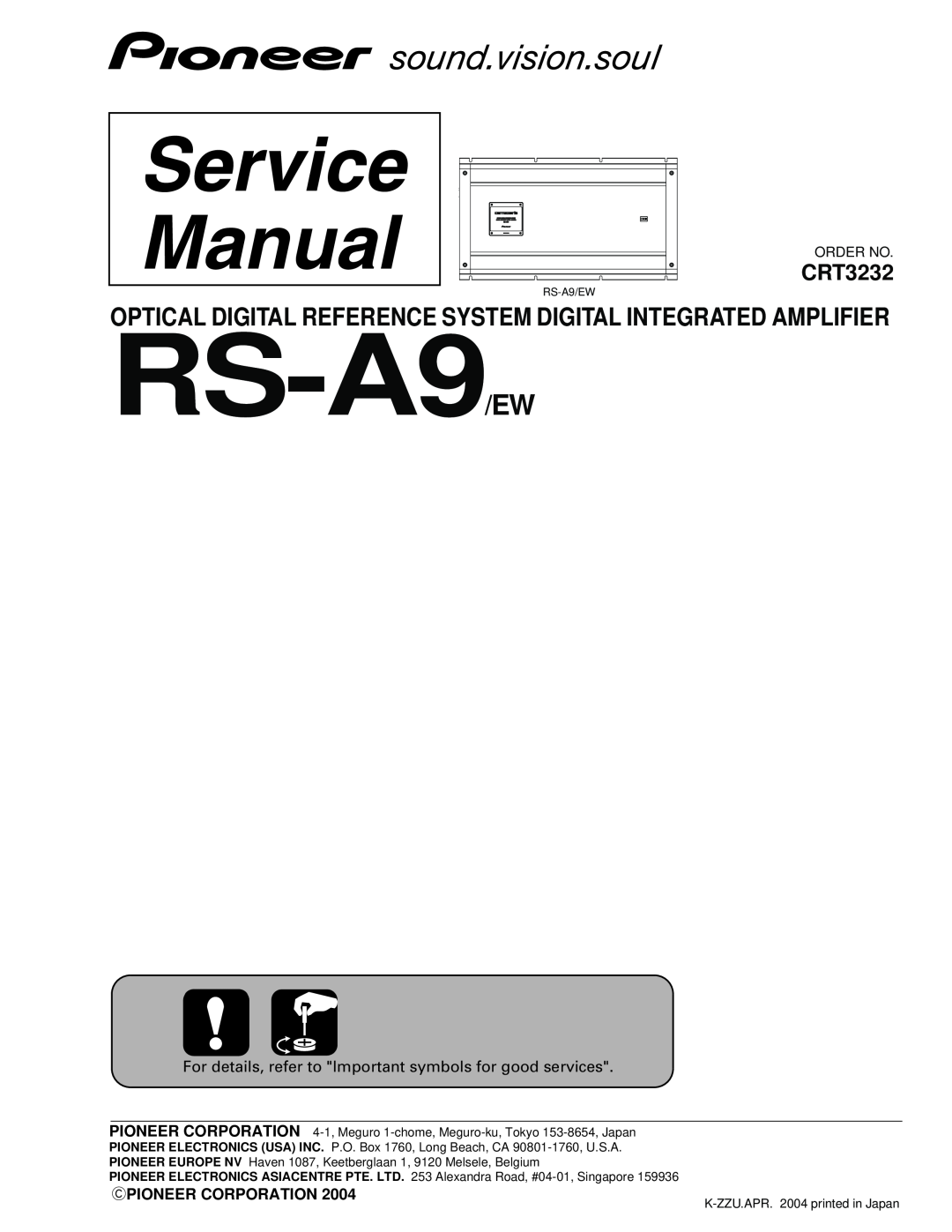 Pioneer RS-A9/EW manual CRT3232 