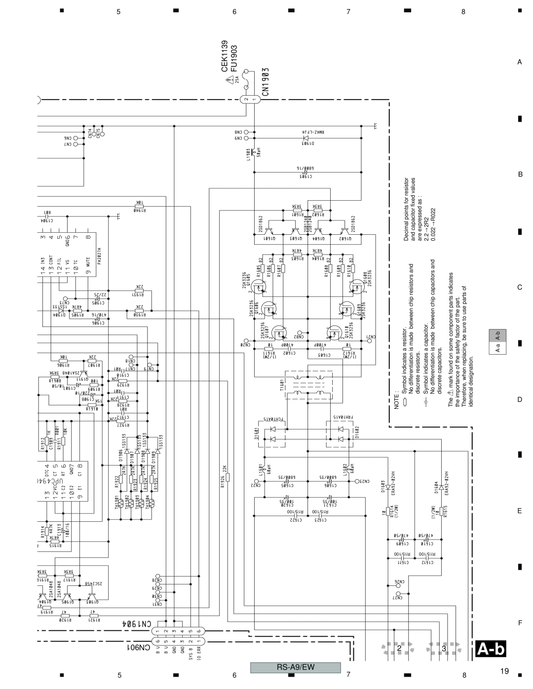 Pioneer RS-A9/EW manual CEK1139 > FU1903, 5 CN901 6, 5 6 7 8 