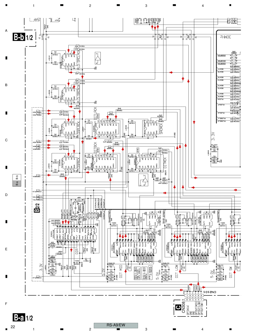 Pioneer RS-A9/EW manual B-b 1/2, B-a 1/2, C CN308, B 2/2 