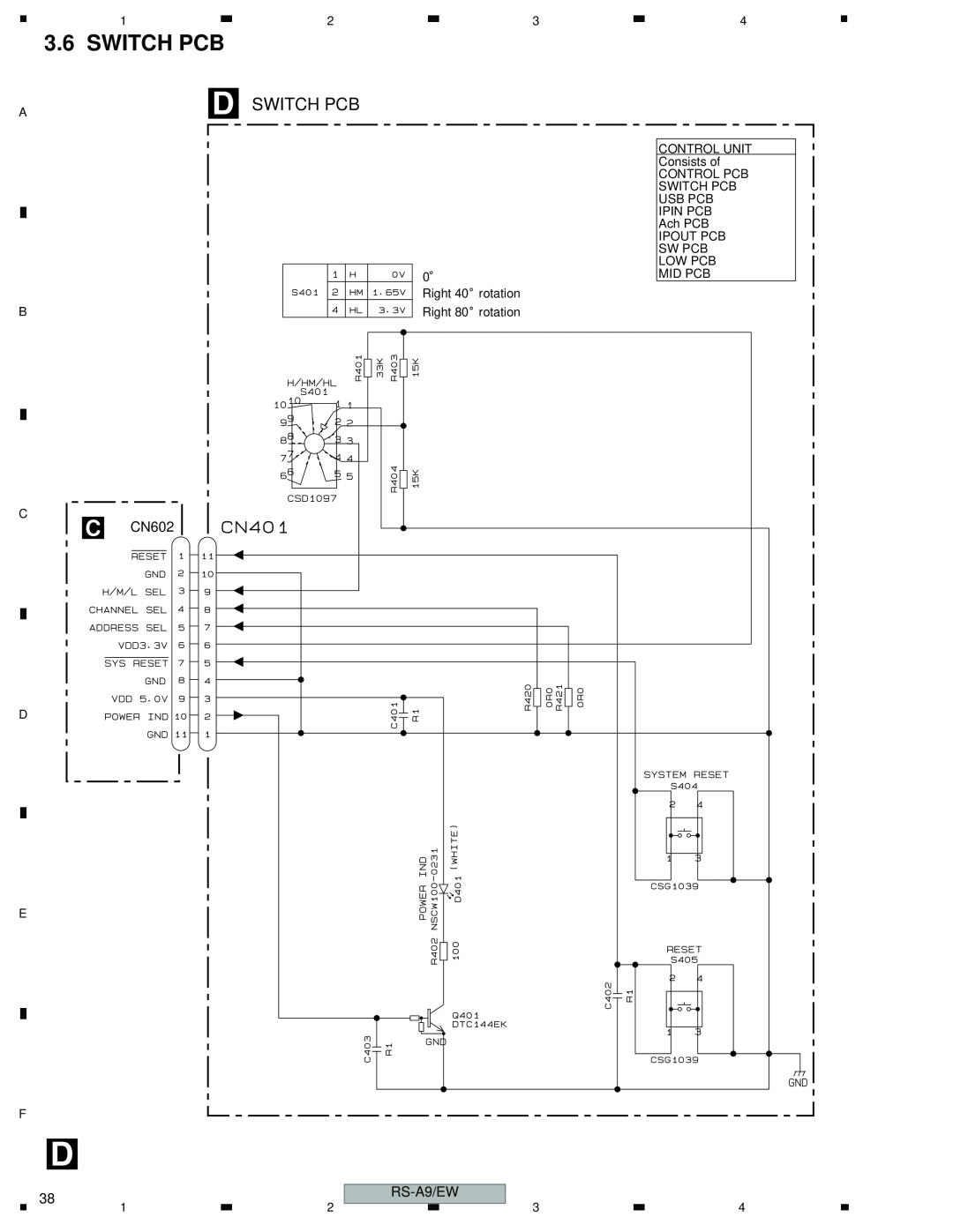 Pioneer RS-A9/EW manual Switch Pcb 
