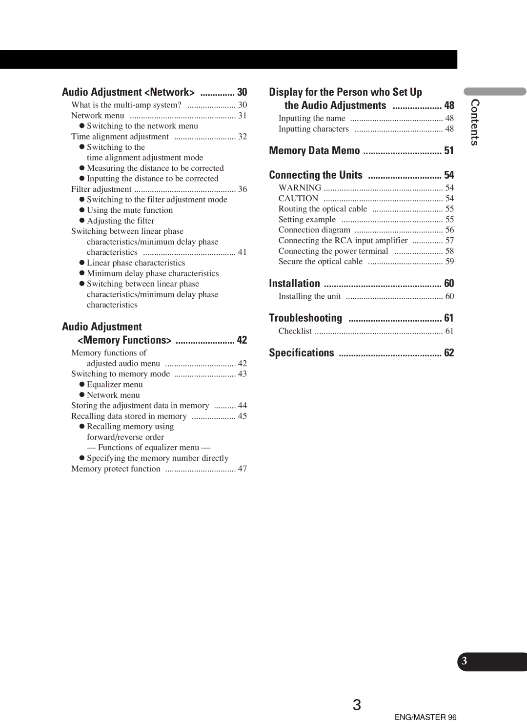 Pioneer RS-D7R, RS-P90 owner manual Display for the Person who Set Up 