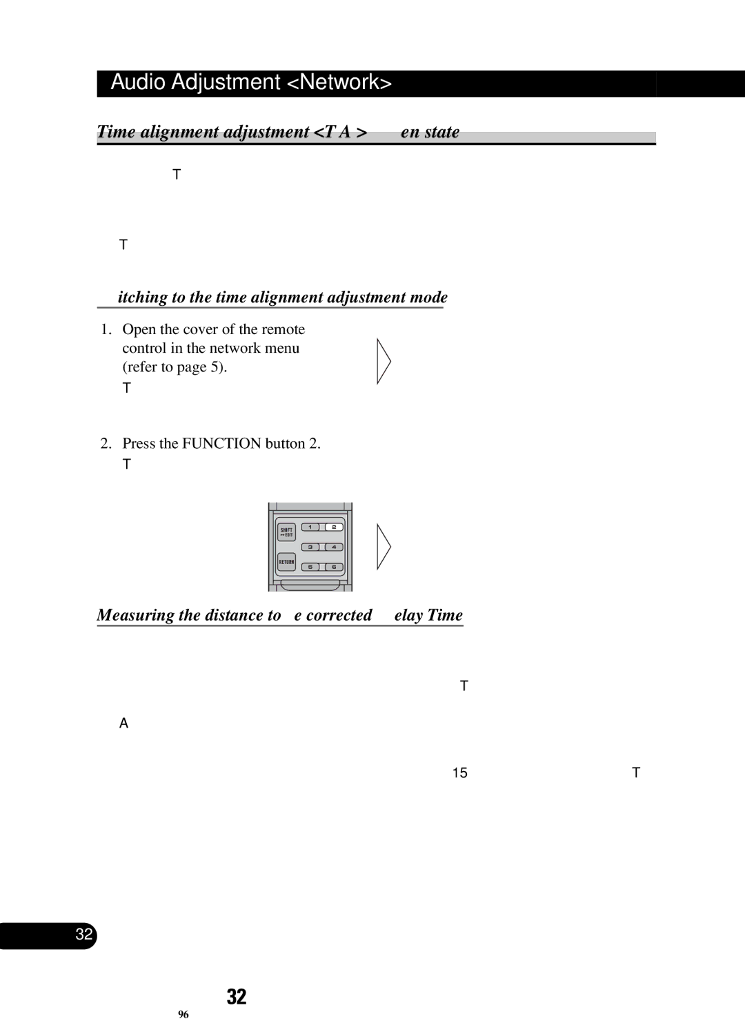 Pioneer RS-P90, RS-D7R Time alignment adjustment T.A. Open state, Switching to the time alignment adjustment mode 