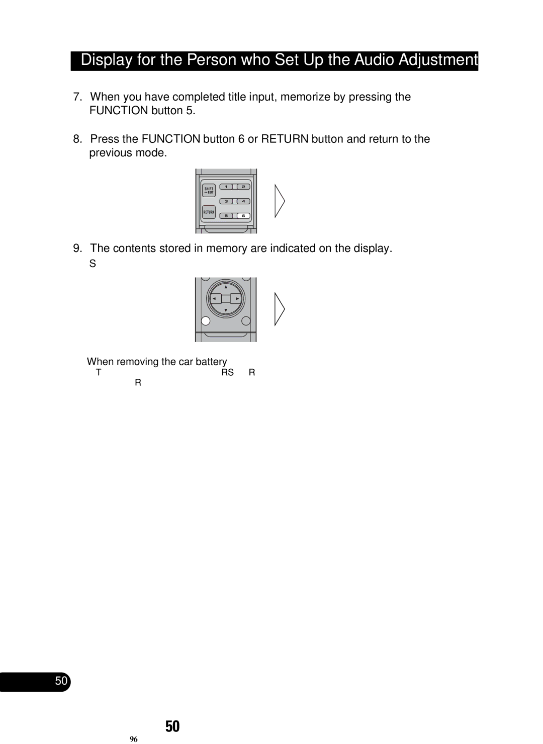 Pioneer RS-P90, RS-D7R owner manual When removing the car battery 