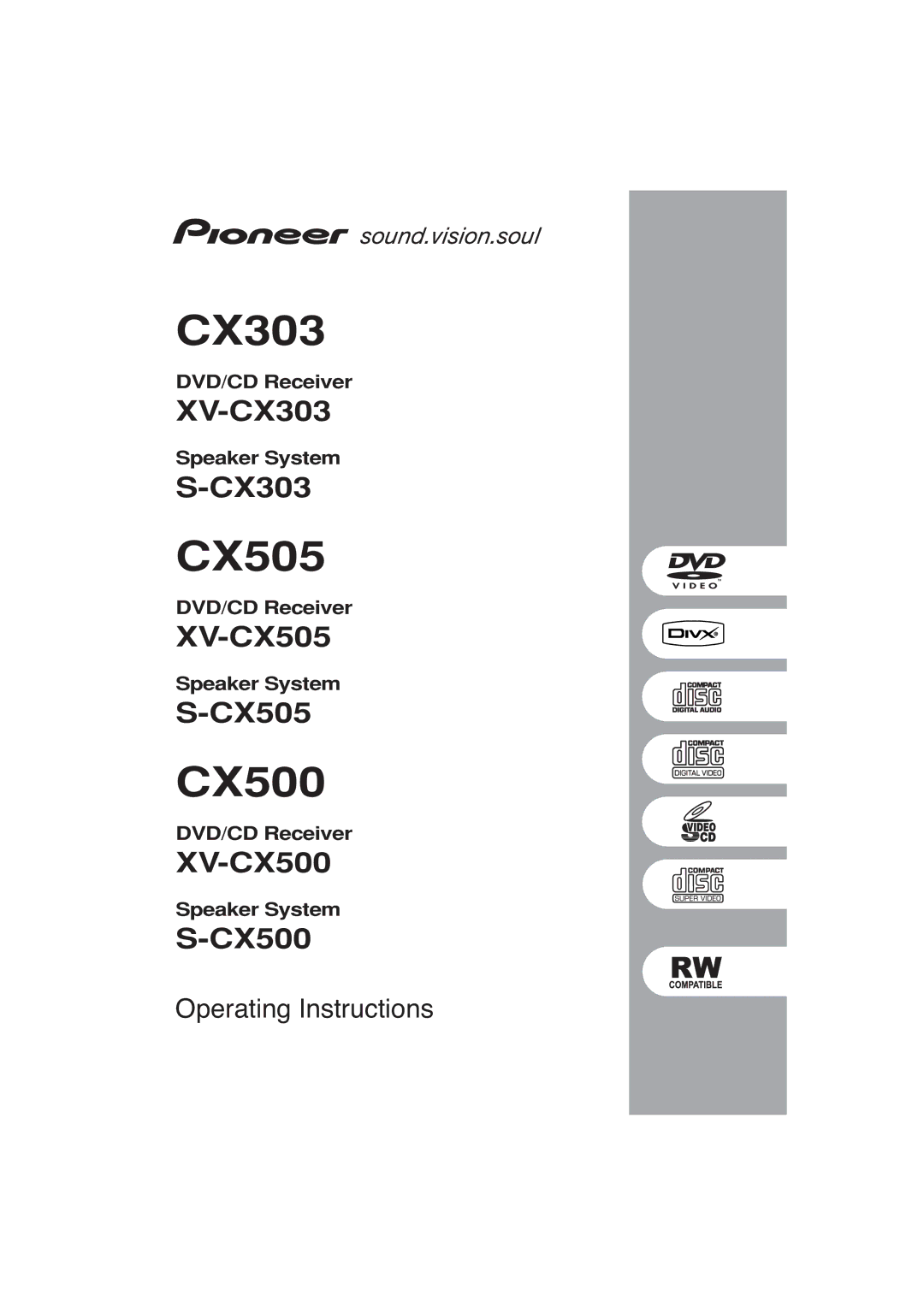 Pioneer S-CX303, S-CX505, S-CX500, XV-CX303, XV-CX505, XV-CX500 manual 