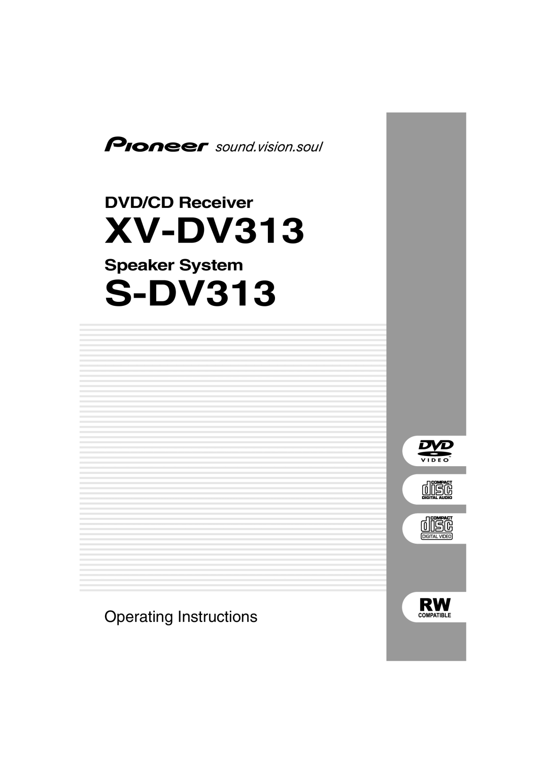 Pioneer XV-DV313, S-DV313 operating instructions 