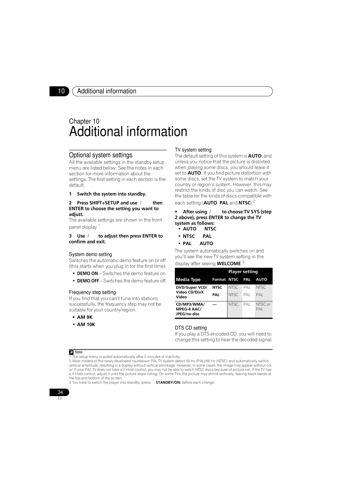 Pioneer S-DV353, S-DV555T, S-DV1SW, HTZ353DVD manual Additional information Chapter, Optional system settings 