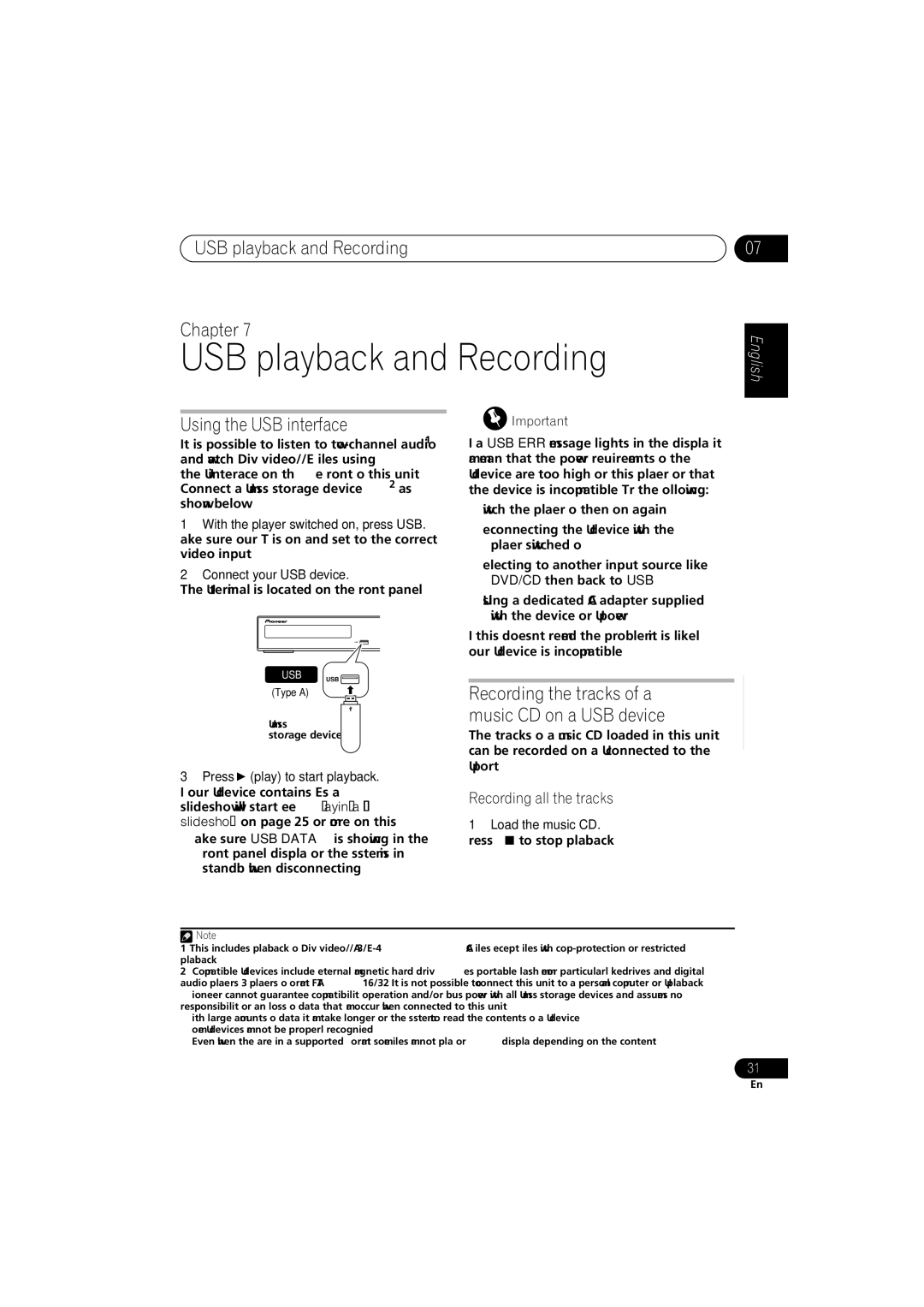 Pioneer S-DV180, S-DV585, S-DV5SW USB playback and Recording Chapter, Using the USB interface, Recording all the tracks 