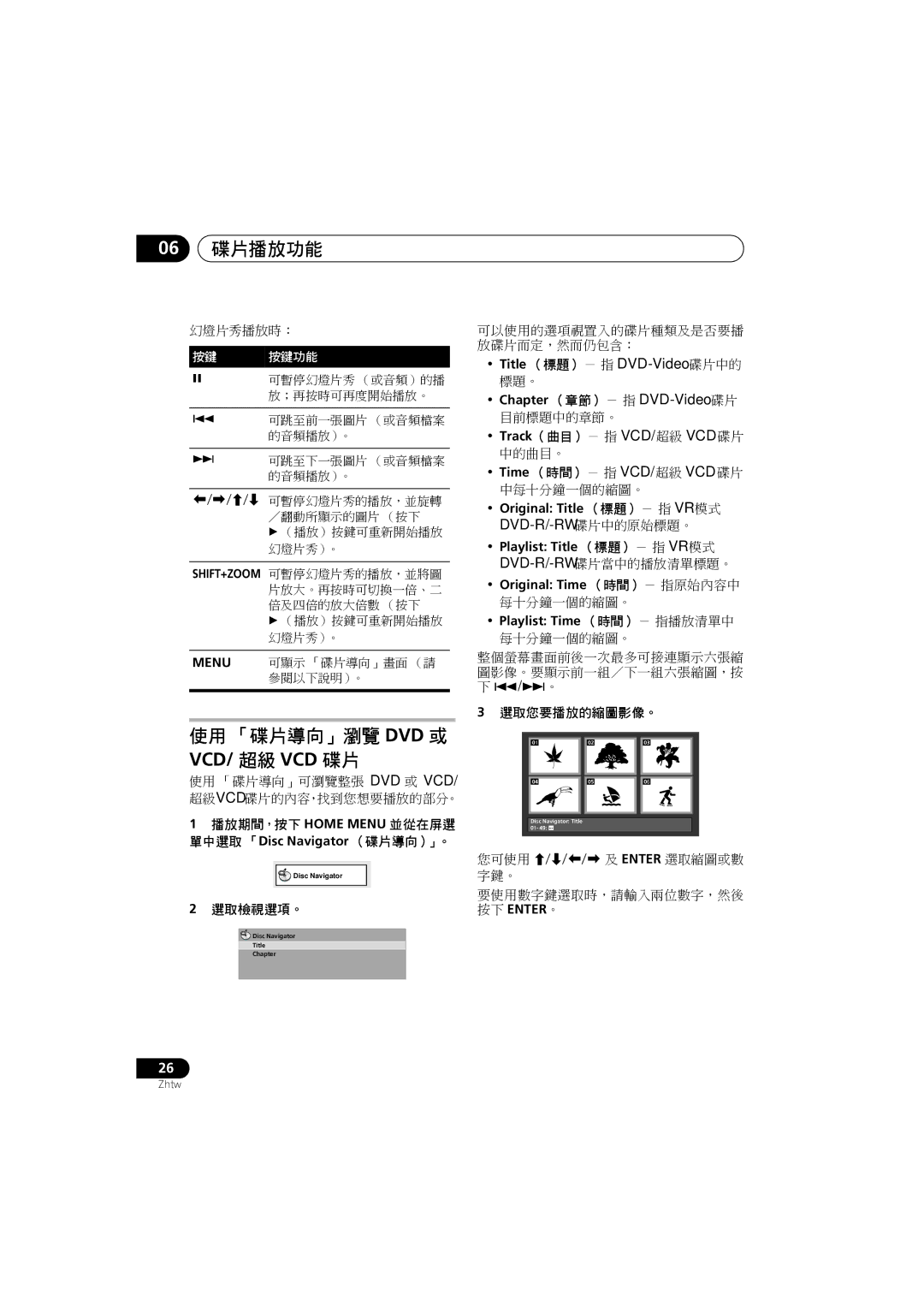 Pioneer XV-DV282, S-DV585 06 碟片播放功能, 使用 「碟片導向」瀏覽 Dvd 或 Vcd/ 超級 Vcd 碟片, Dvd-R/-Rw 碟片中的原始標題。, Original Title （標題）－ 指 VR 模式 