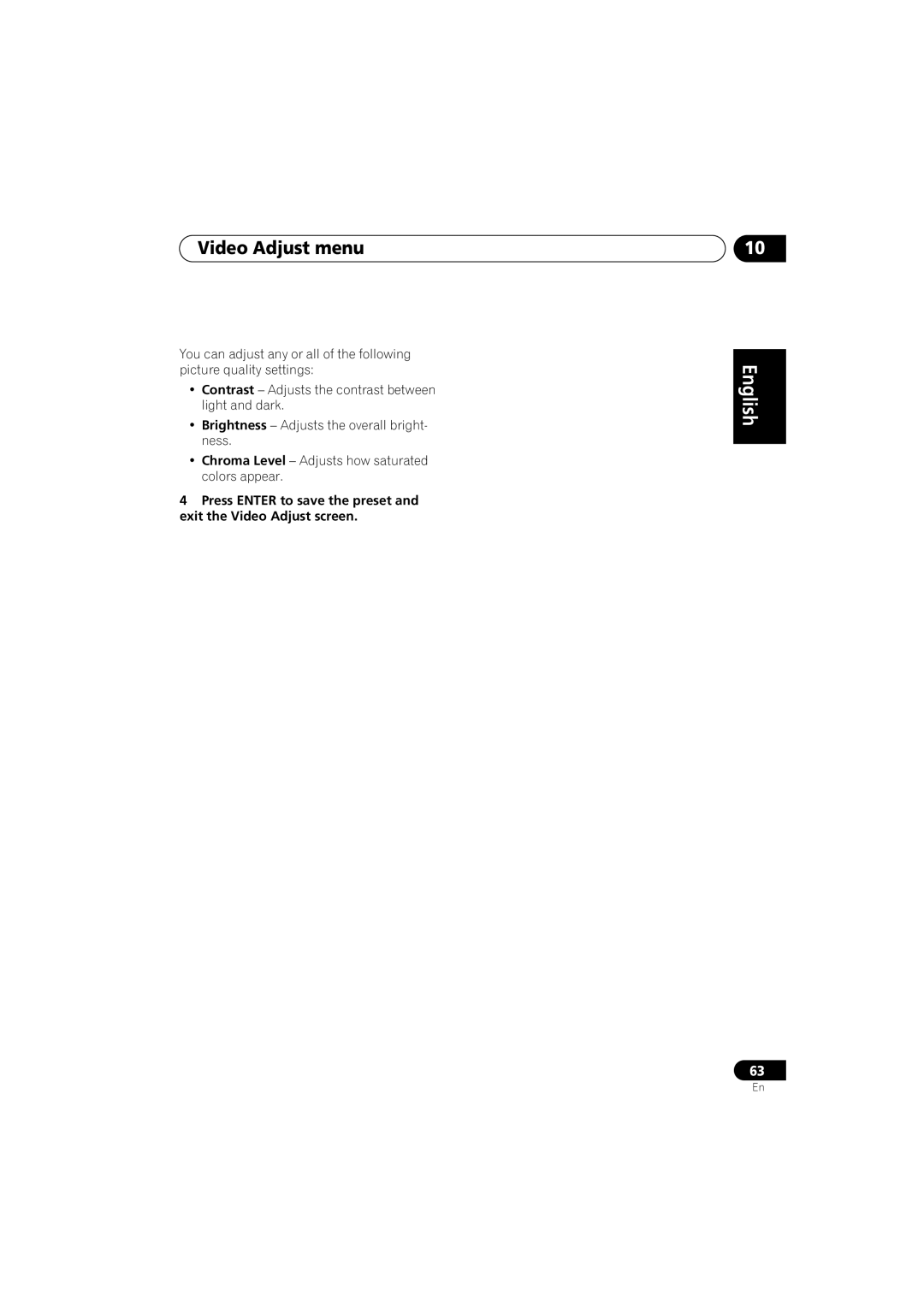 Pioneer S-DV99ST, S-DV990ST manual Video Adjust menu 
