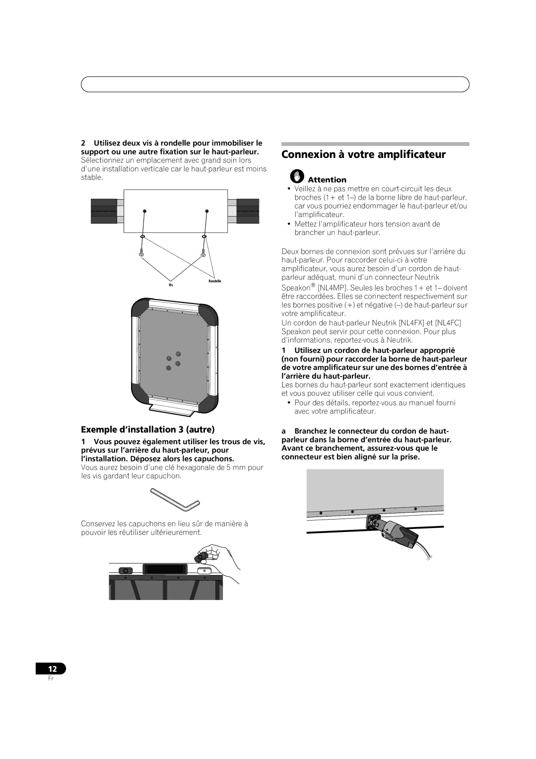 Pioneer S-FL1 operating instructions Connexion à votre amplificateur, Exemple d’installation 3 autre 