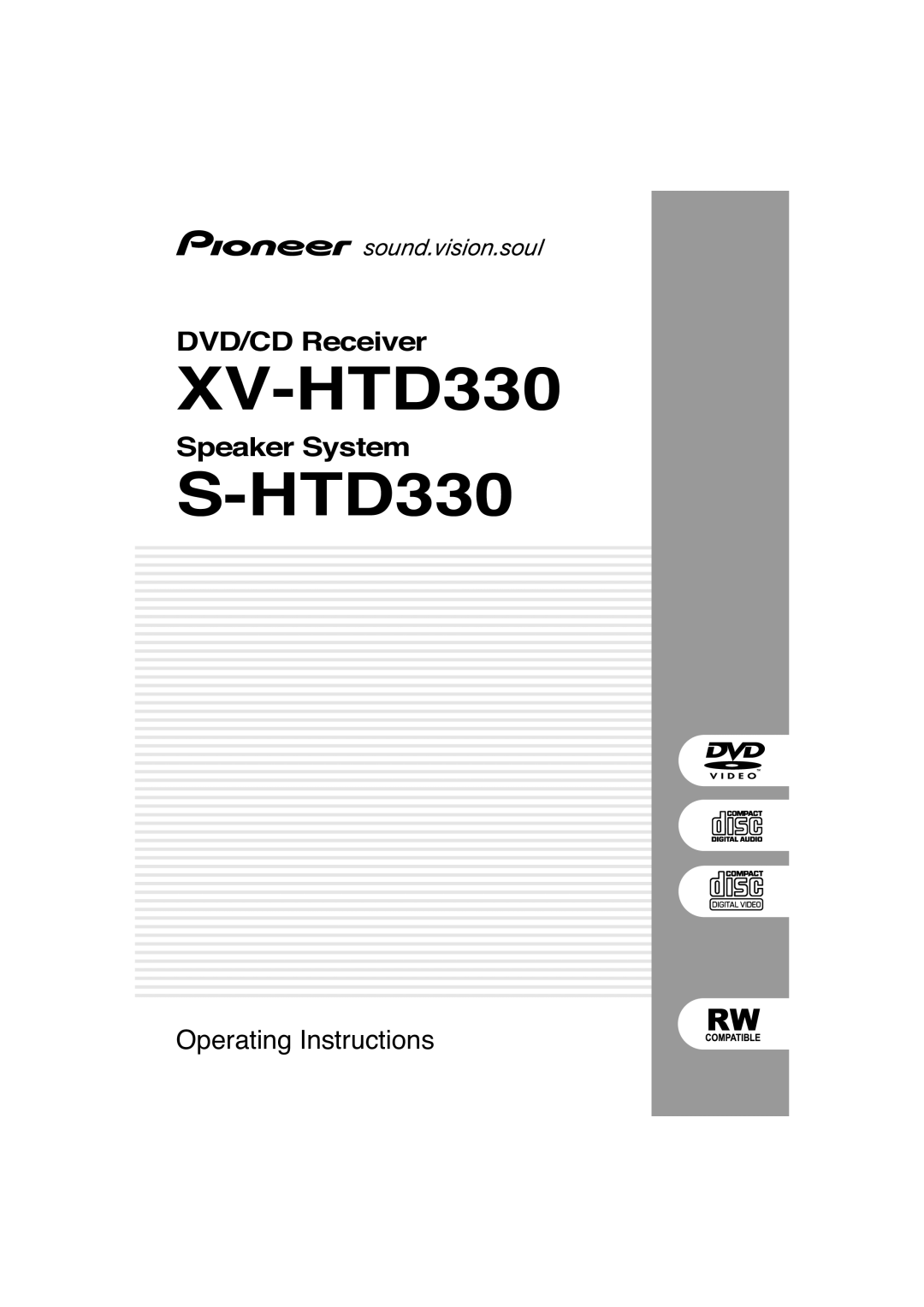 Pioneer S-HTD330 manual XV-HTD330 