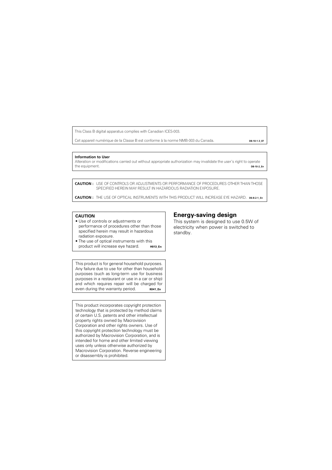 Pioneer S-HTD340 operating instructions Energy-saving design 