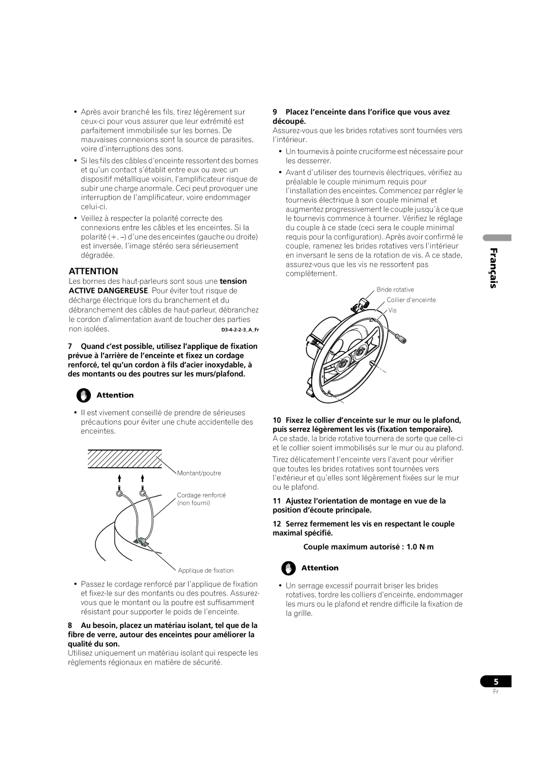 Pioneer S-IC821D, S-IC621D operating instructions Placez l’enceinte dans l’orifice que vous avez découpé 