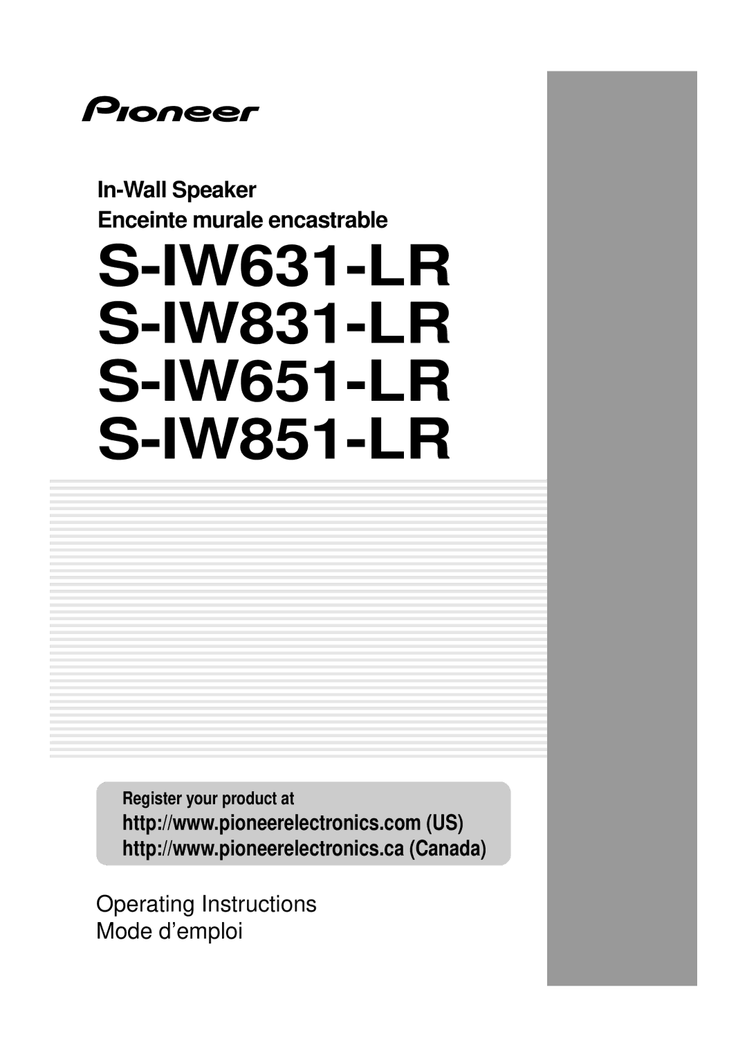 Pioneer S-IW631-LR operating instructions IW631-LR S-IW831-LR S-IW651-LR S-IW851-LR 