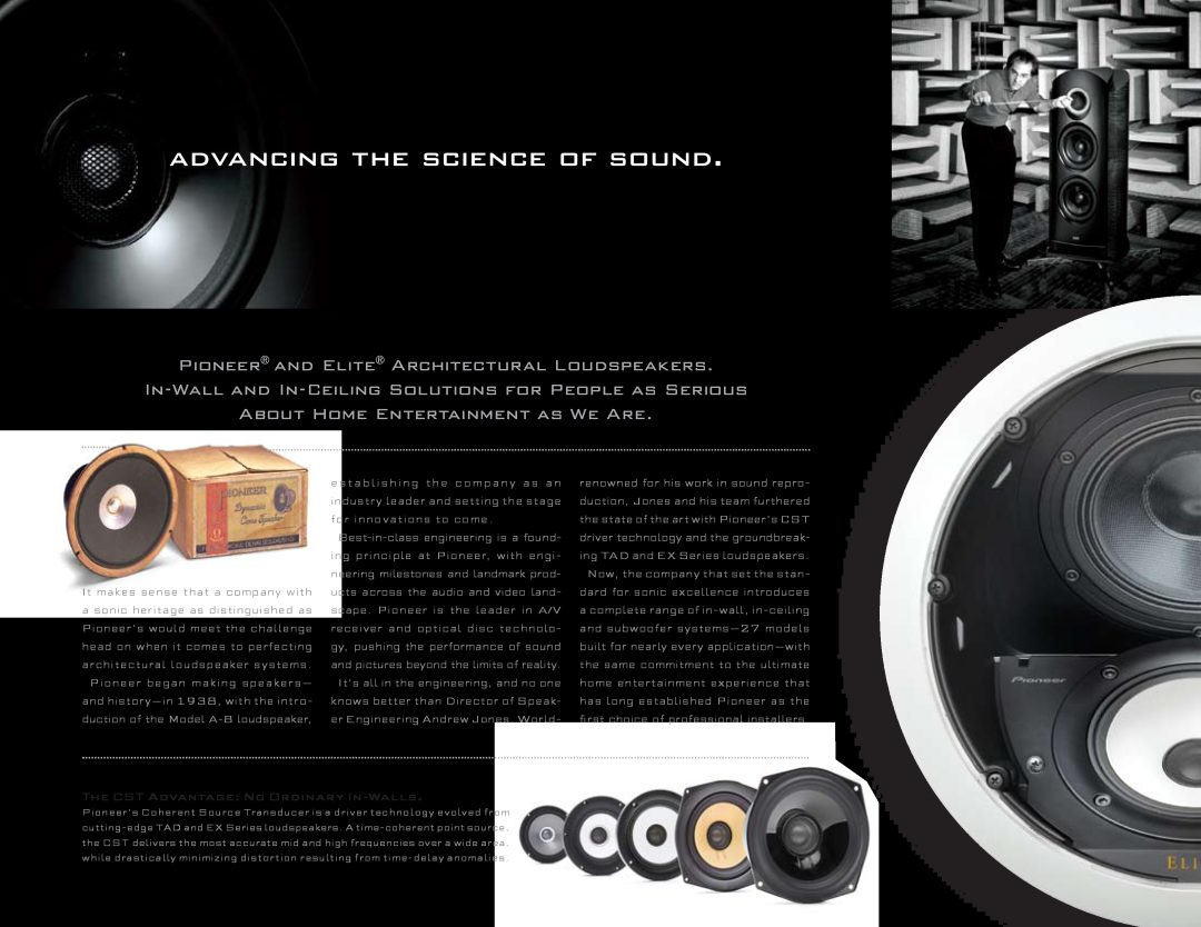 Pioneer S-IW551L, S-IW891, S-IW691L manual Advancing The Science Of Sound, Pioneer And Elite Architectural Loudspeakers 