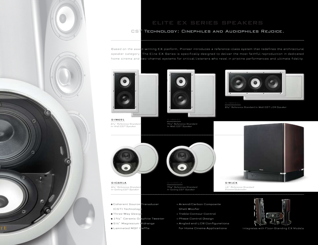 Pioneer S-IW691L, S-IW891, S-IW551L, S-IC891A, S-IC691A manual Elite Ex Series Speakers 