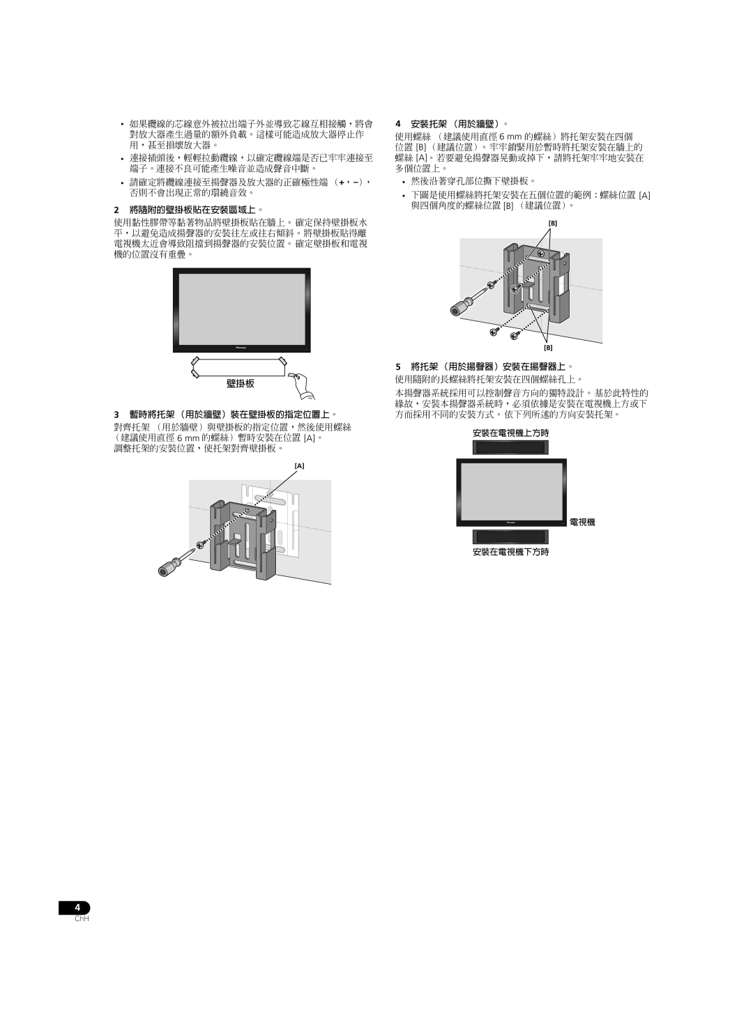 Pioneer S-LX70C operating instructions 壁掛板 