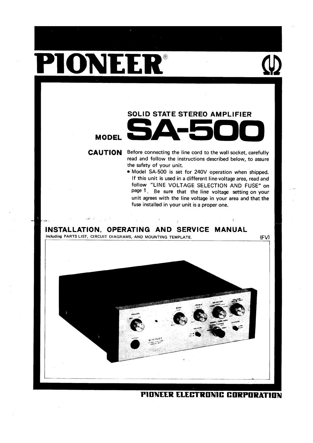 Pioneer SA-500 manual 