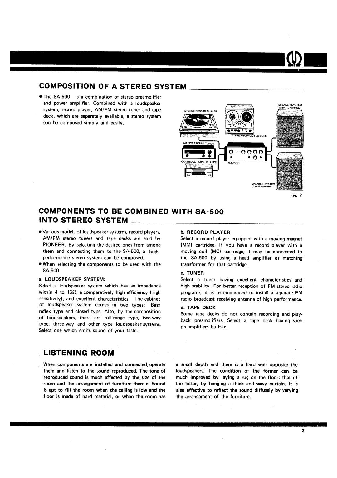 Pioneer SA-500 manual 