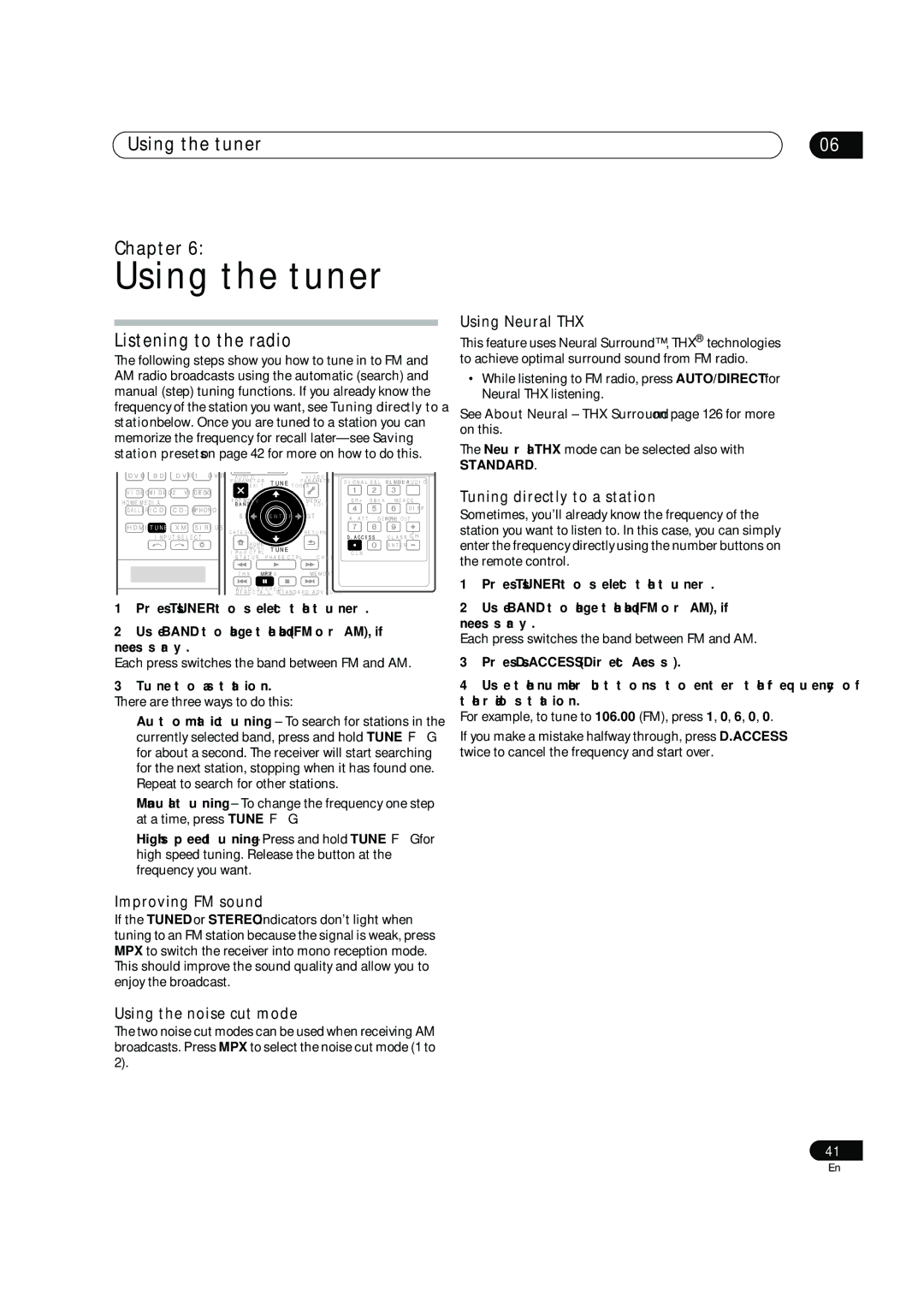 Pioneer SC-05, SC-07 manual Using the tuner Chapter, Listening to the radio 