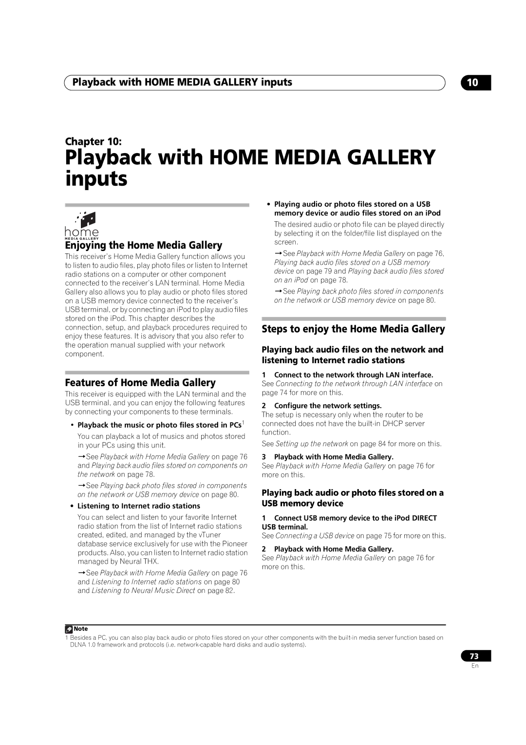 Pioneer SC-05, SC-07 manual Playback with Home Media Gallery inputs Chapter, Steps to enjoy the Home Media Gallery 