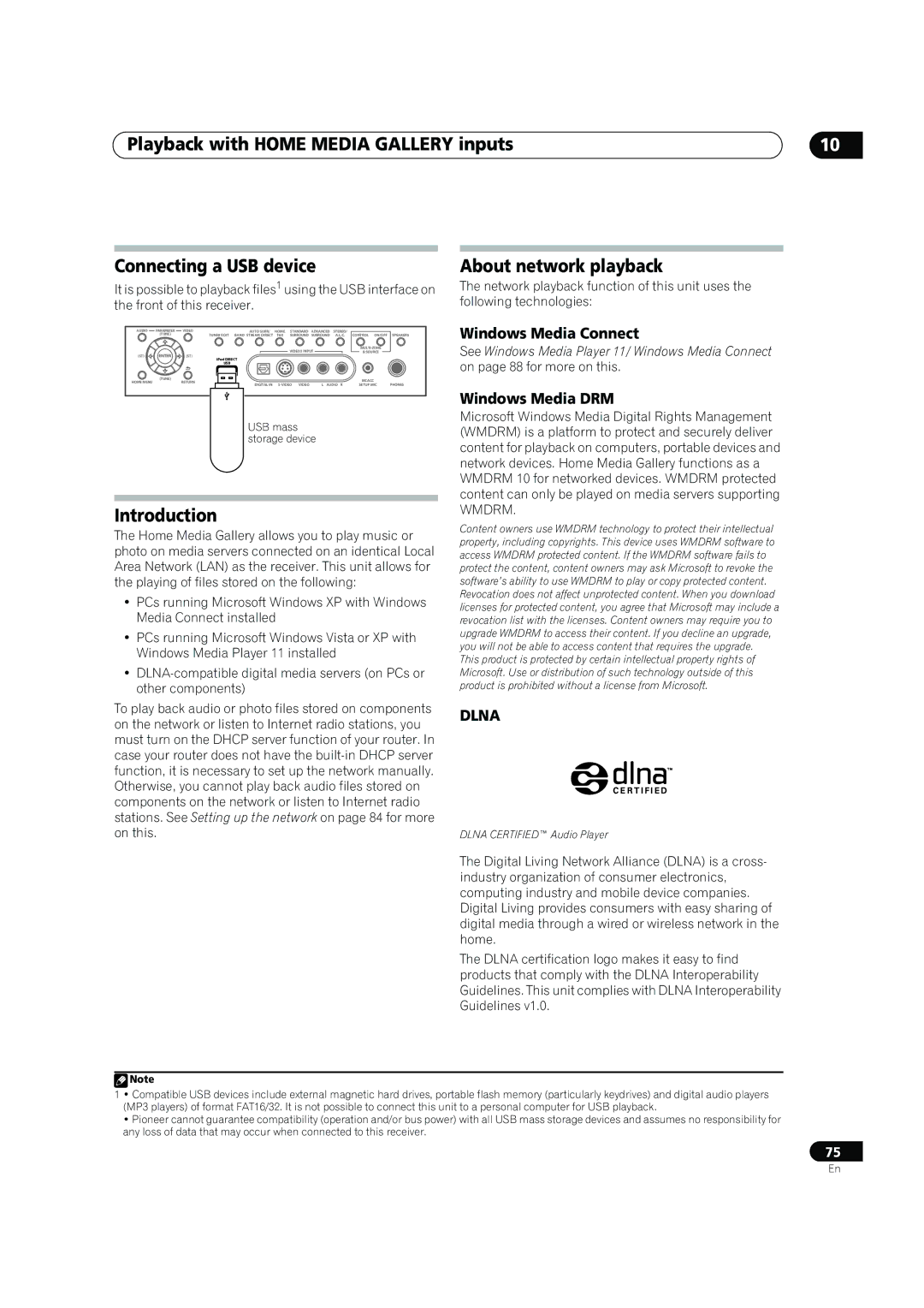 Pioneer SC-05, SC-07 manual Introduction, About network playback, Windows Media Connect, Windows Media DRM 