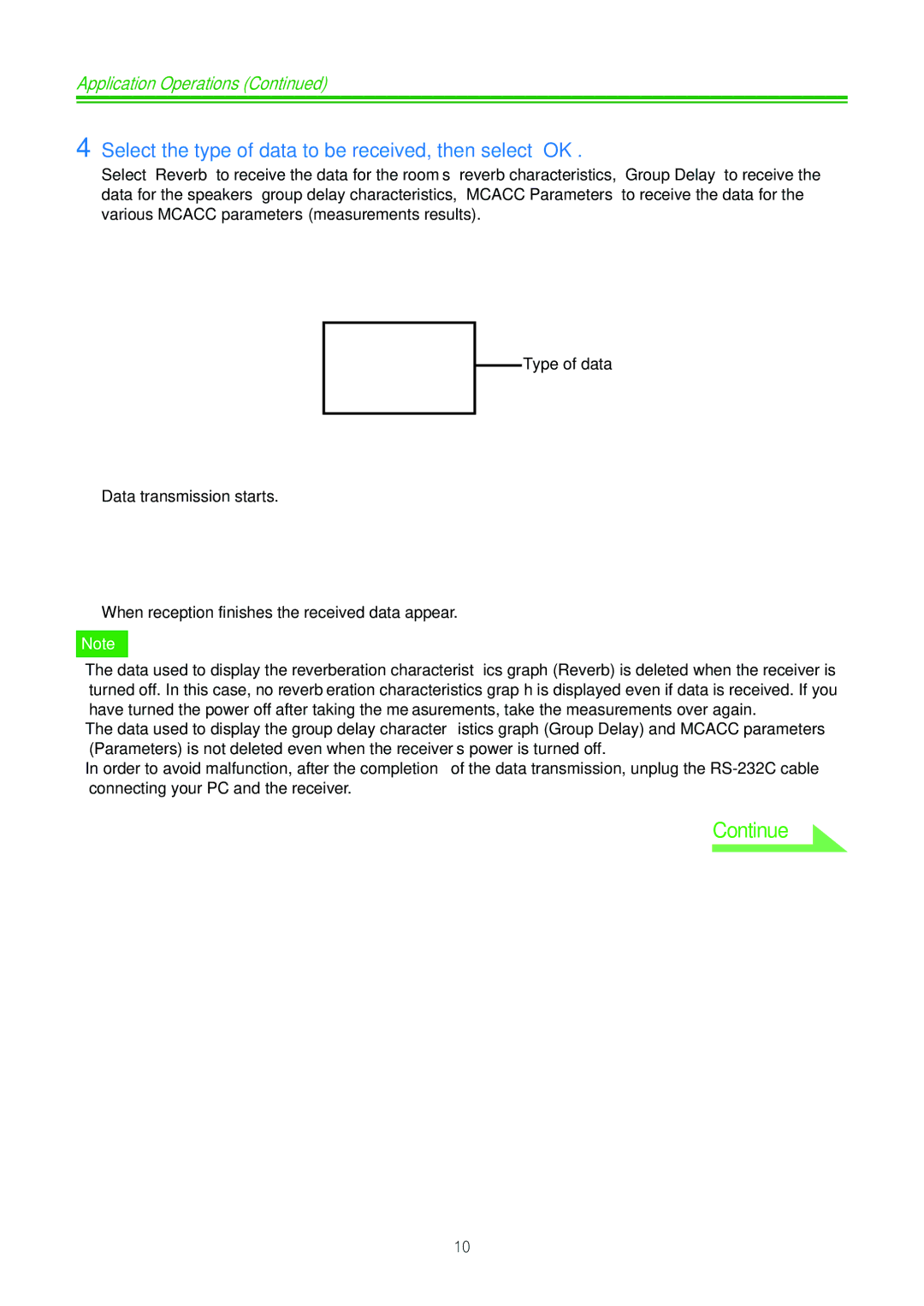 Pioneer SC-07 manual Select the type of data to be received, then select OK, Type of data 