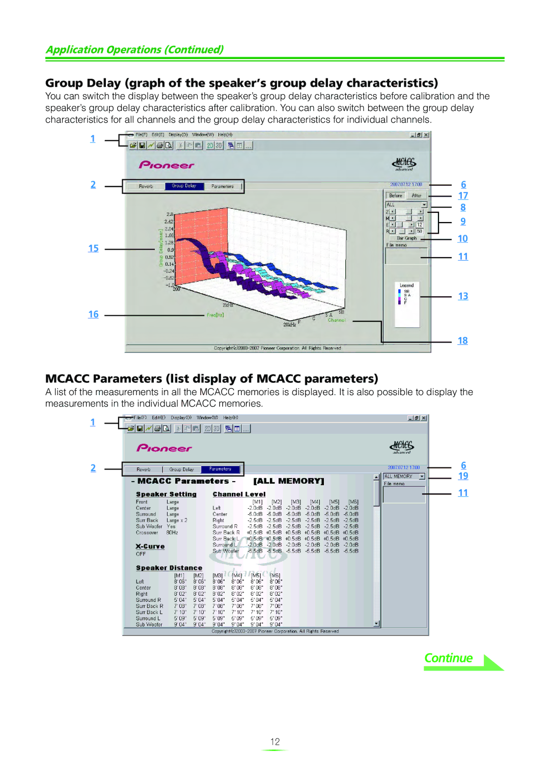 Pioneer SC-07 manual Mcacc Parameters list display of Mcacc parameters 