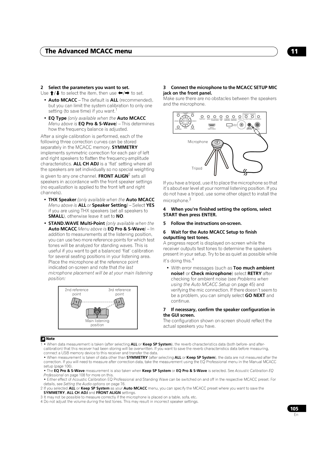 Pioneer SC-35 manual Advanced Mcacc menu, Select the parameters you want to set 