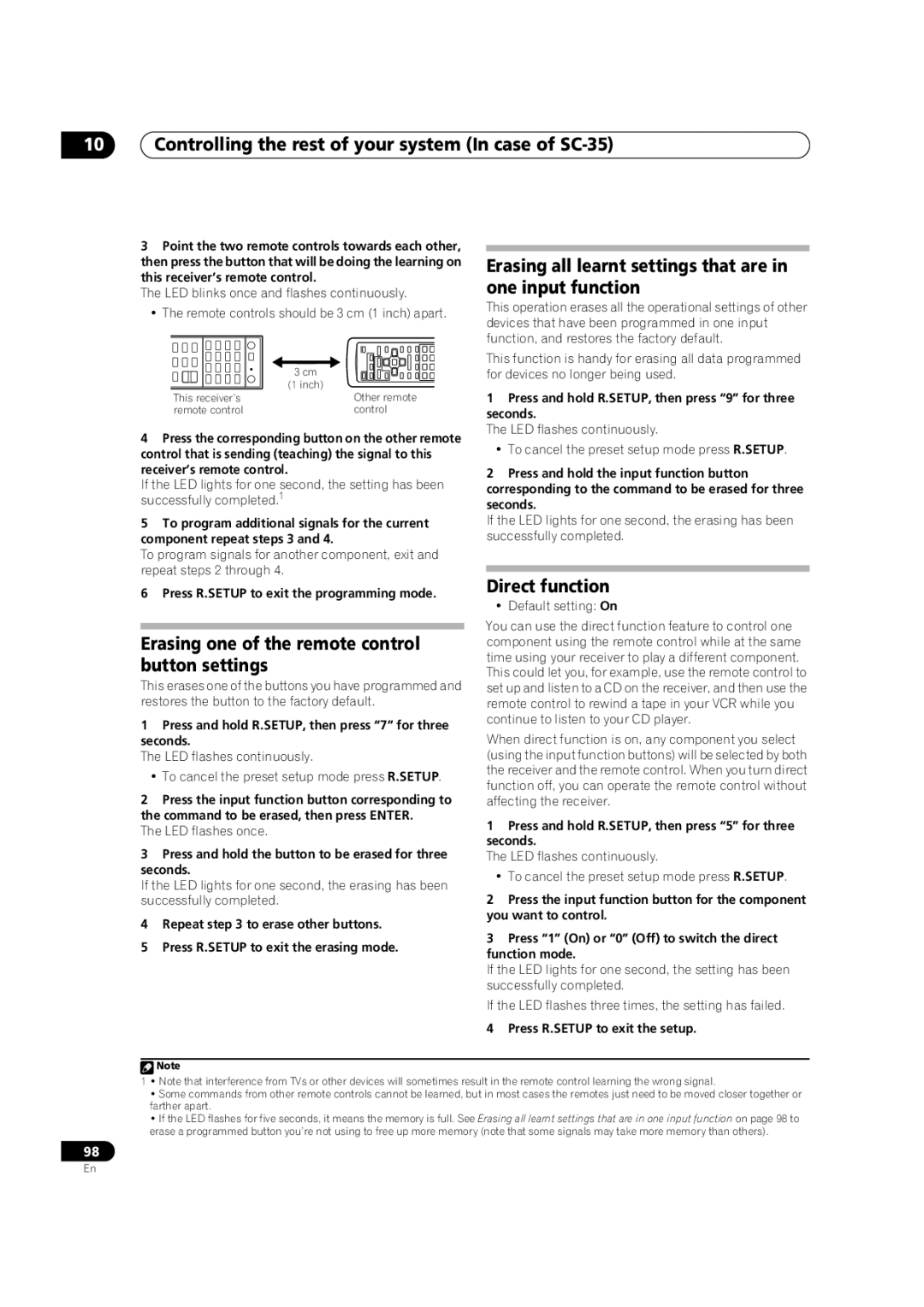 Pioneer SC-35 manual Erasing all learnt settings that are in one input function 