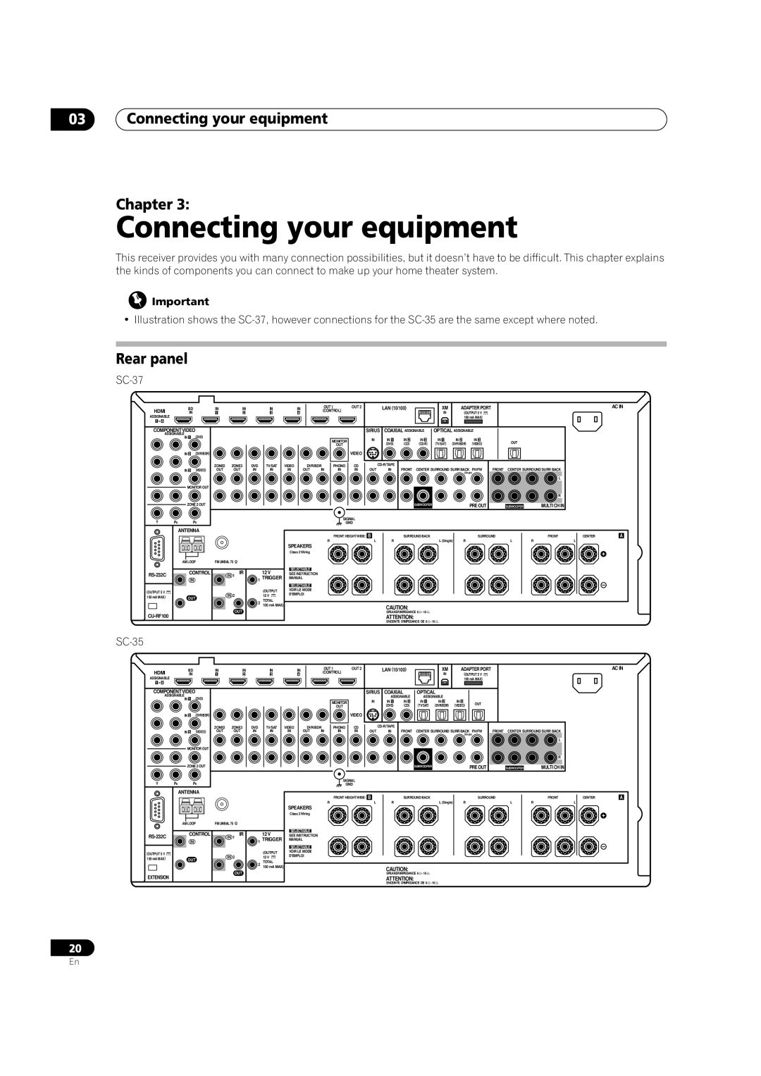 Pioneer SC-35 manual 03Connecting your equipment Chapter, Rear panel 