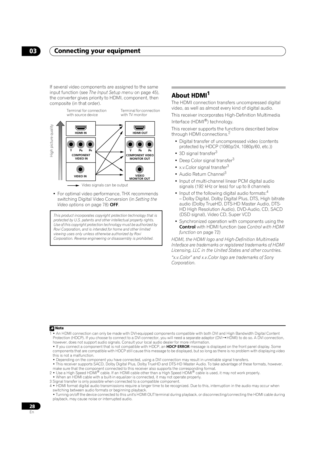Pioneer SC-35 manual About HDMI1, 03Connecting your equipment 