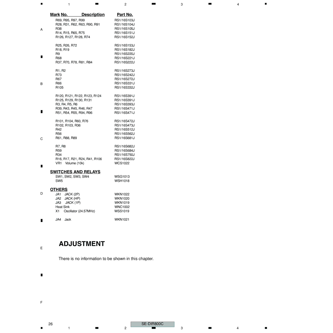 Pioneer SE-DIR800C manual Adjustment 