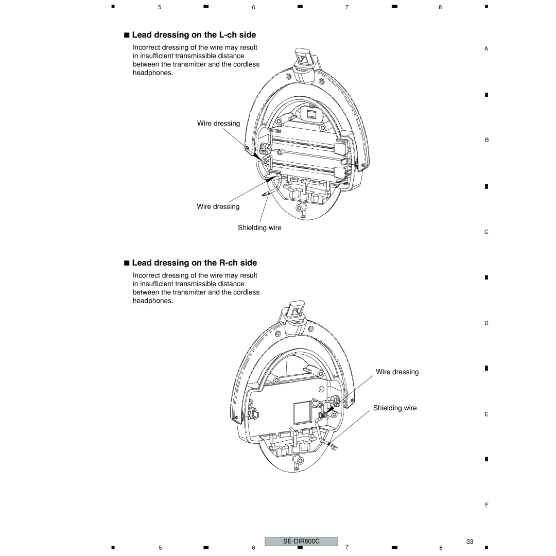 Pioneer SE-DIR800C manual Lead dressing on the L-ch side, Lead dressing on the R-ch side 