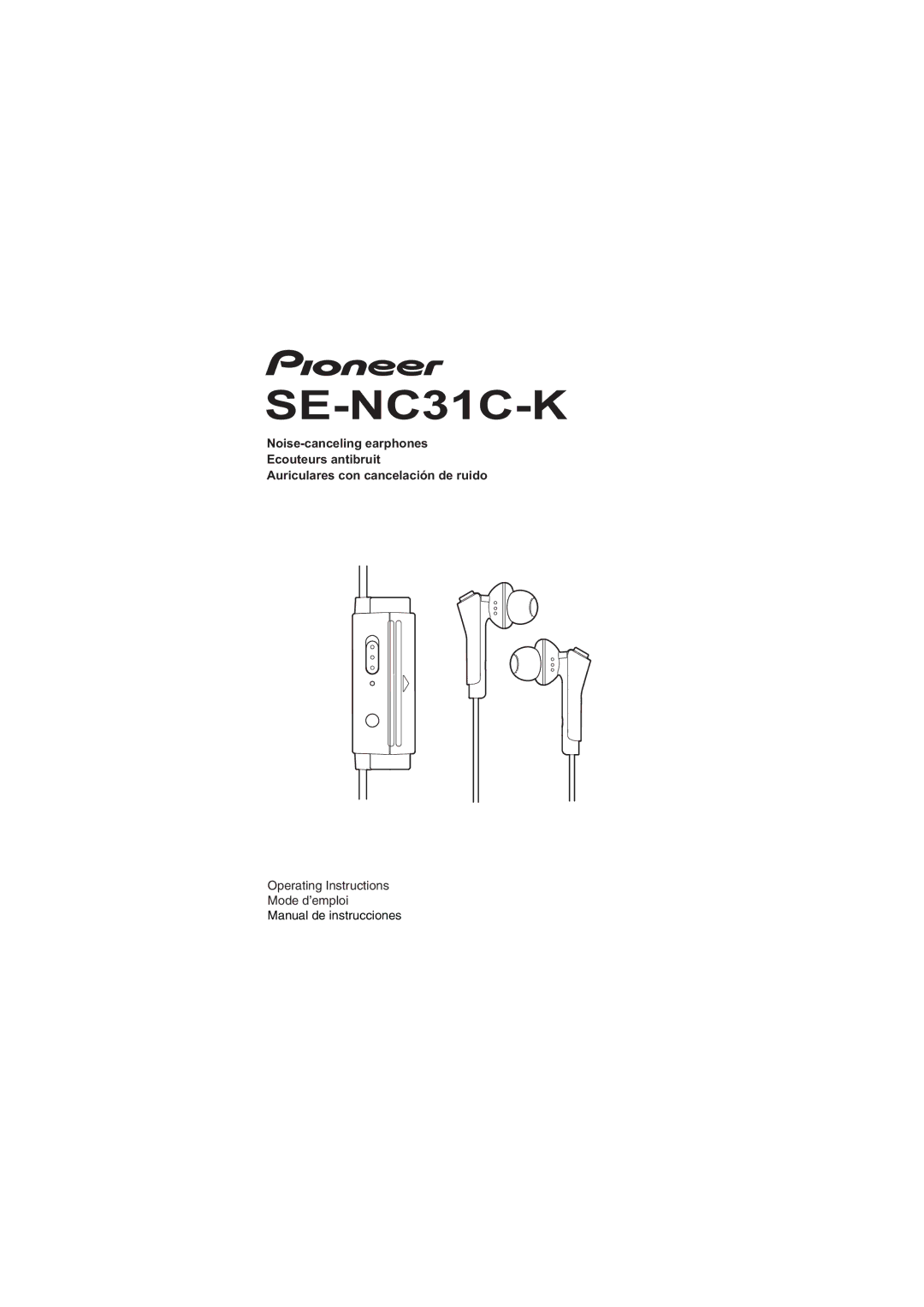 Pioneer SE-NC31C-K operating instructions Auriculares con cancelación de ruido 