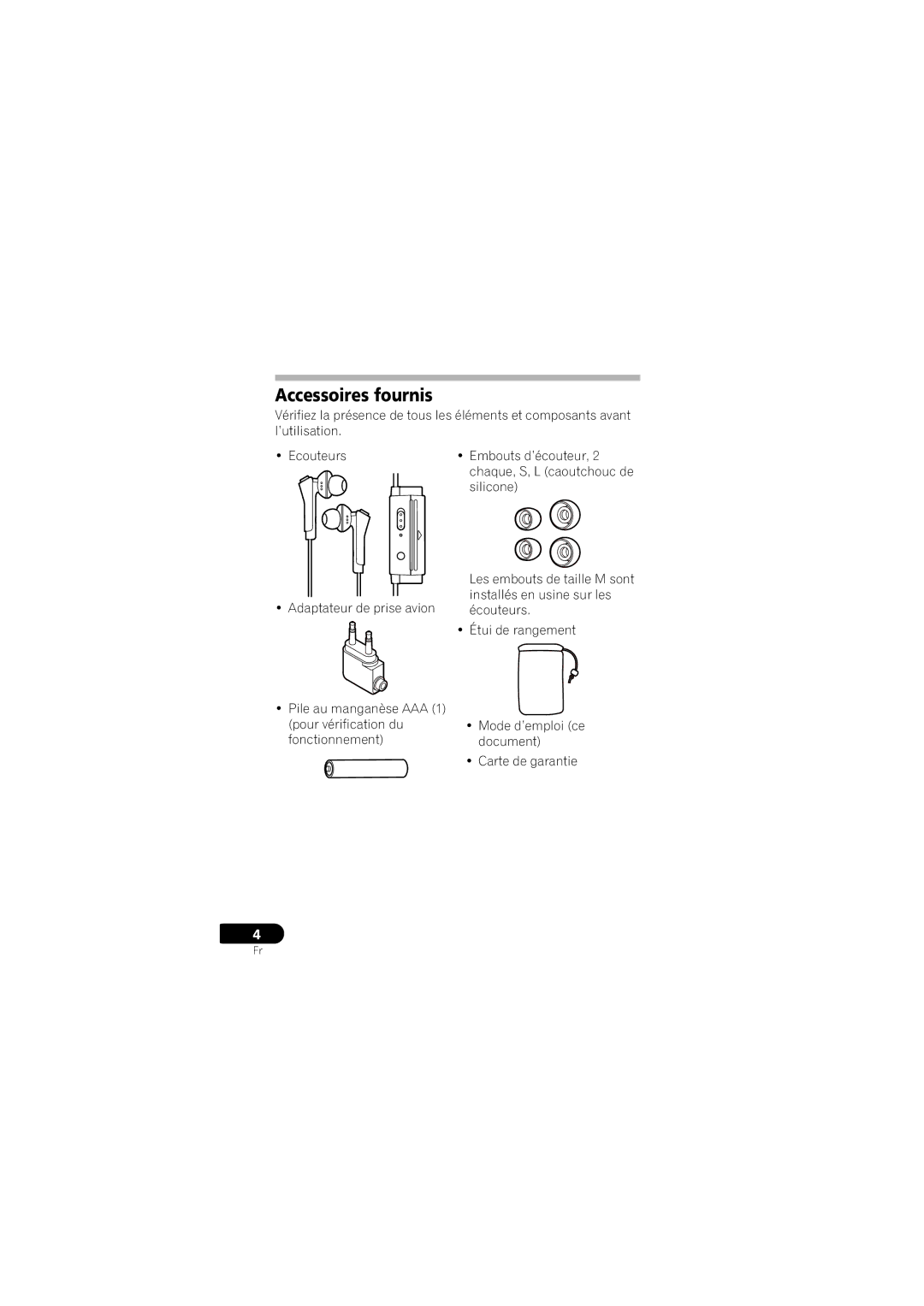 Pioneer SE-NC31C-K operating instructions Accessoires fournis 