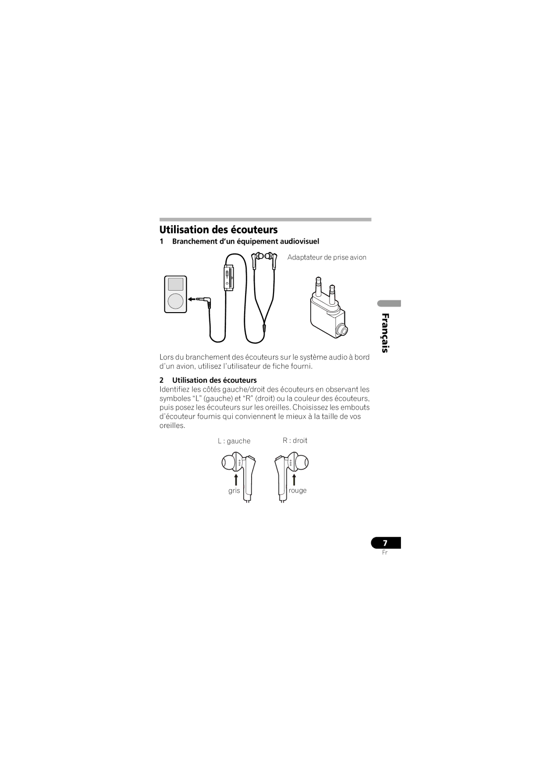 Pioneer SE-NC31C-K operating instructions Utilisation des écouteurs, Branchement d’un équipement audiovisuel 