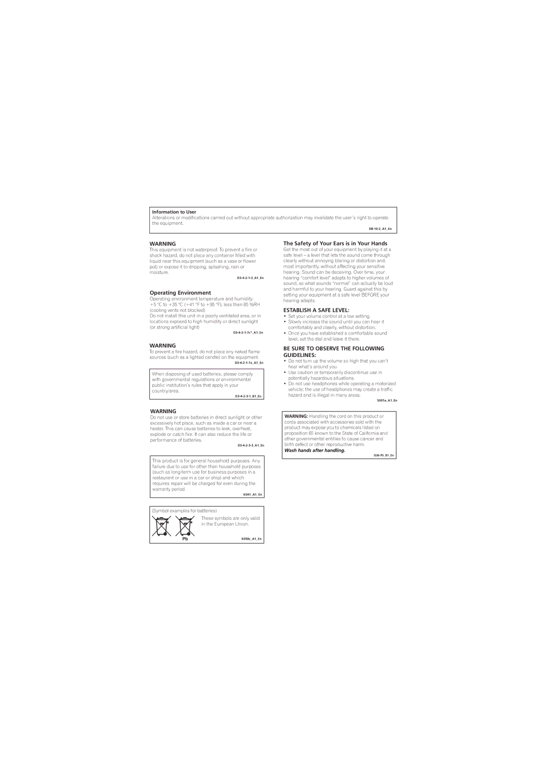 Pioneer SE-NC31C-K operating instructions Establish a Safe Level 