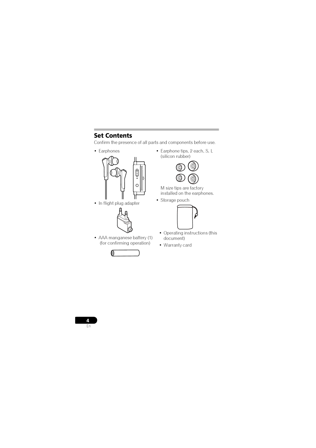 Pioneer SE-NC31C-K operating instructions Set Contents 