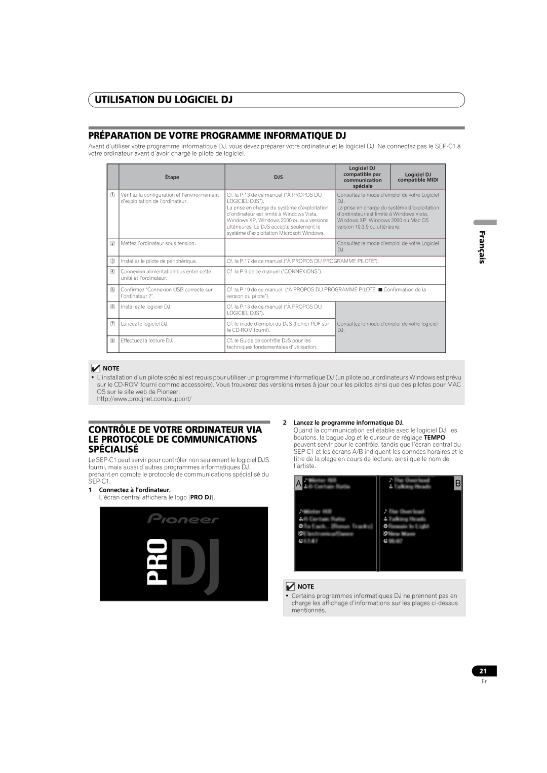 Pioneer SEP-C1 operating instructions Préparation DE Votre Programme Informatique DJ, Connectez à l’ordinateur 