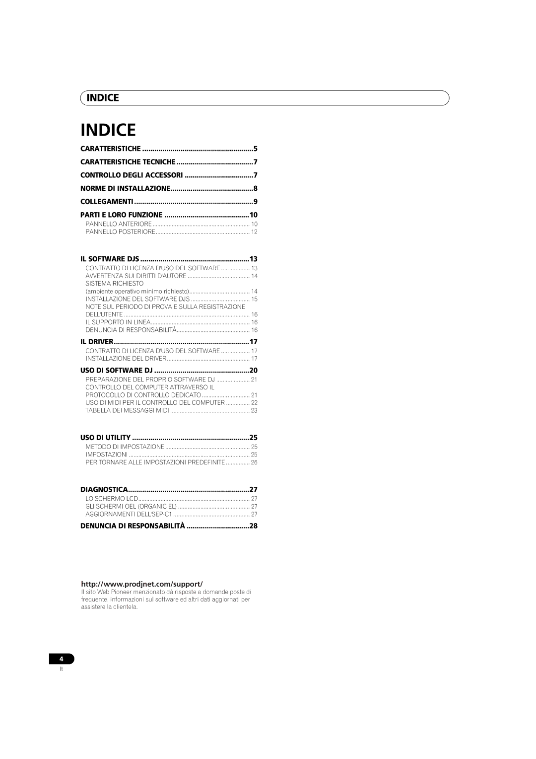 Pioneer SEP-C1 operating instructions Indice 