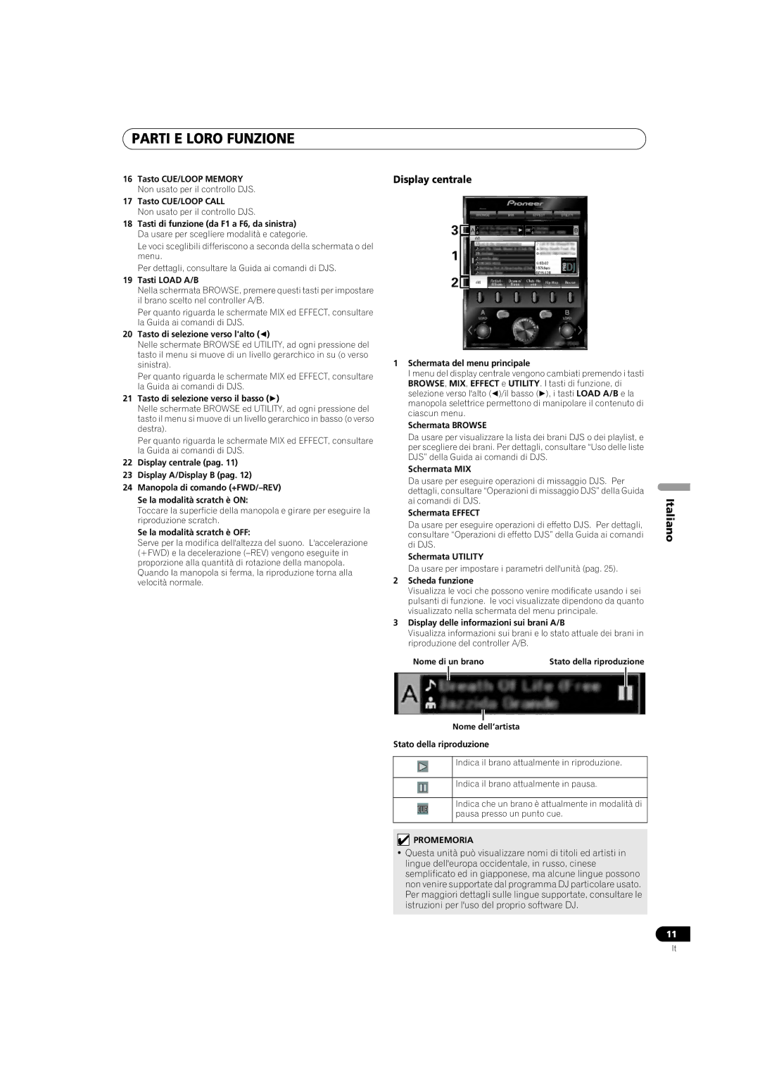 Pioneer SEP-C1 operating instructions Display centrale 