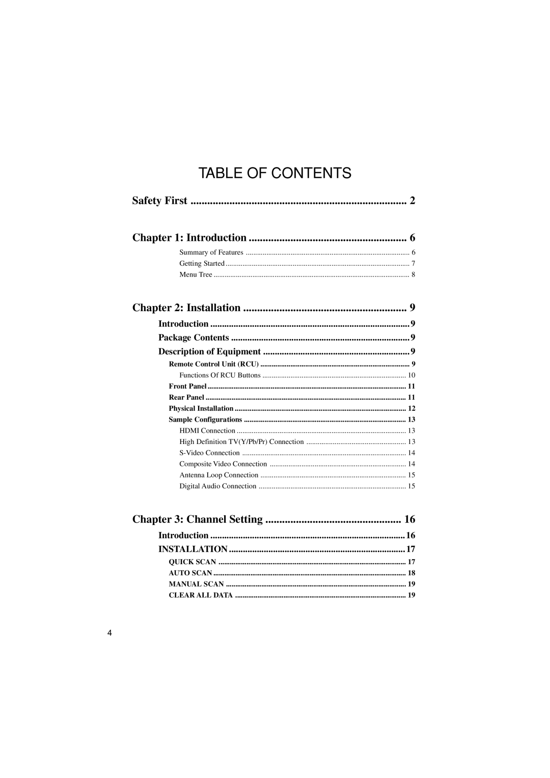 Pioneer SH-DT510 manual Table of Contents 