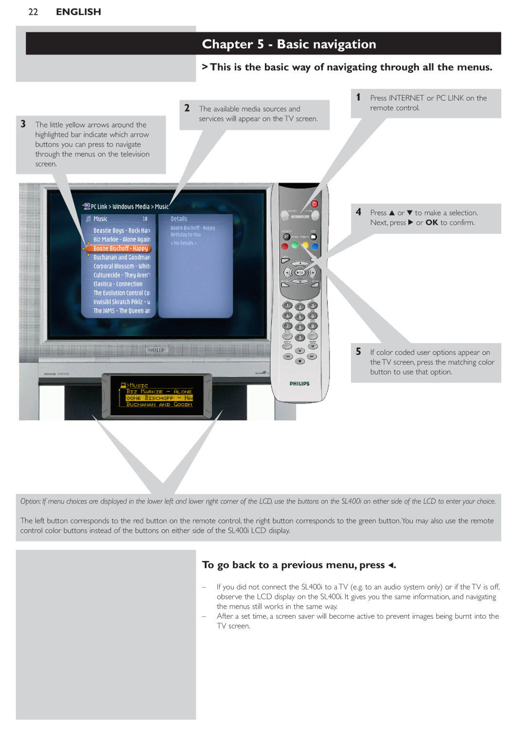 Pioneer SL400I manual Basic navigation, This is the basic way of navigating through all the menus 